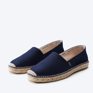NWOB Men’s Sitges Viscata Canvas Espadrille Loafers Navy Blue Tan 44 11